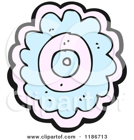 Cartoon of a Blue and Pink Flower Design - Royalty Free Vector Illustration by lineartestpilot