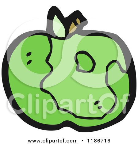 Cartoon of a Green Apple - Royalty Free Vector Illustration by lineartestpilot