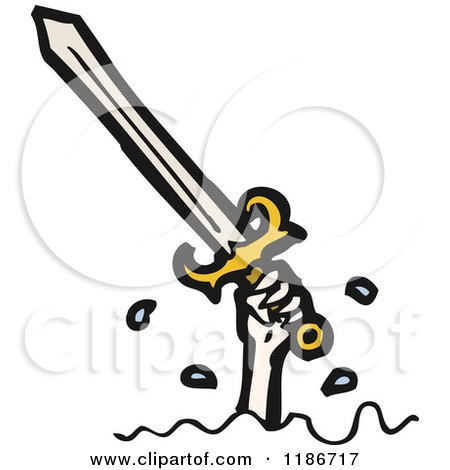 Cartoon of a Sword - Royalty Free Vector Illustration by lineartestpilot