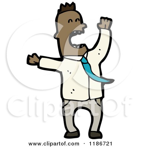 Cartoon of a Yelling Black Man - Royalty Free Vector Illustration by lineartestpilot