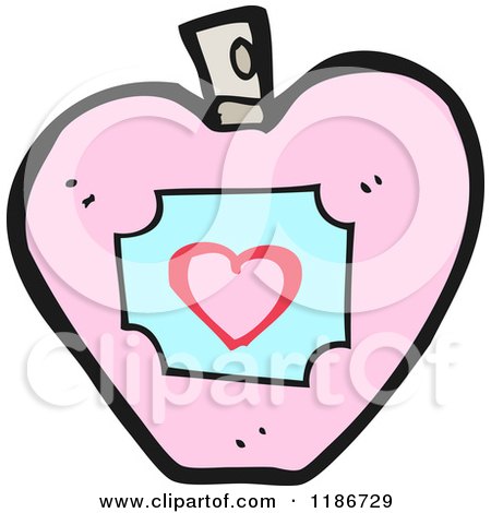 Cartoon of a Heart Shaped Perfume Bottle - Royalty Free Vector Illustration by lineartestpilot
