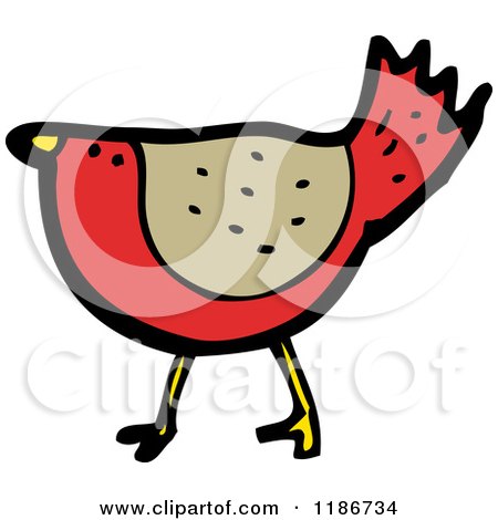 Cartoon of a Red Bird - Royalty Free Vector Illustration by lineartestpilot