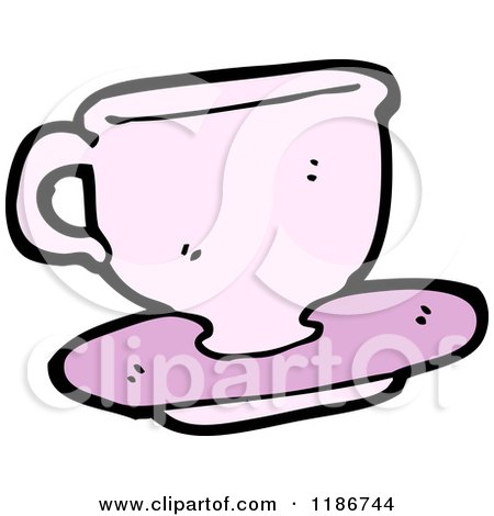 Cartoon of a Pink Teacup - Royalty Free Vector Illustration by lineartestpilot