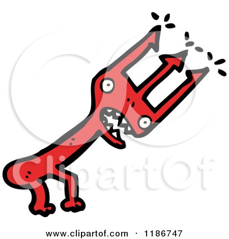 Cartoon of a Pitchfork Creature - Royalty Free Vector Illustration by lineartestpilot
