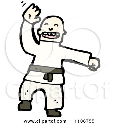 Cartoon of a Bald Man Doing Martial Arts - Royalty Free Vector Illustration by lineartestpilot