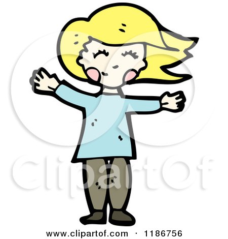 Cartoon of a Blone Girl - Royalty Free Vector Illustration by lineartestpilot