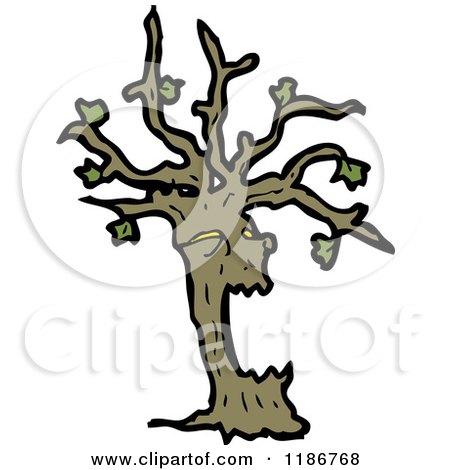 Cartoon of a Scary Tree - Royalty Free Vector Illustration by lineartestpilot