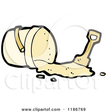Cartoon of a Pail and Shovel with Sand - Royalty Free Vector Illustration by lineartestpilot
