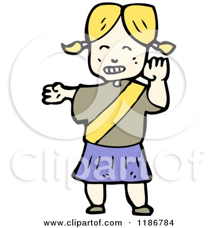 Cartoon of a Girl Crossing Guard - Royalty Free Vector Illustration by lineartestpilot