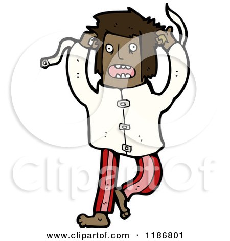 Cartoon of a Crazy Man in a Straight Jacket - Royalty Free Vector ...