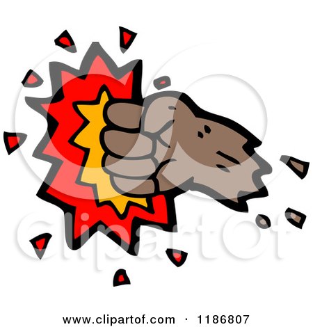 Cartoon of a Fist Punching - Royalty Free Vector Illustration by lineartestpilot