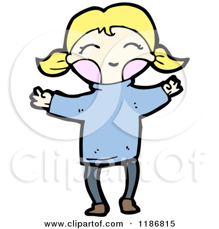 Cartoon of a Blonde Girl - Royalty Free Vector Illustration by lineartestpilot