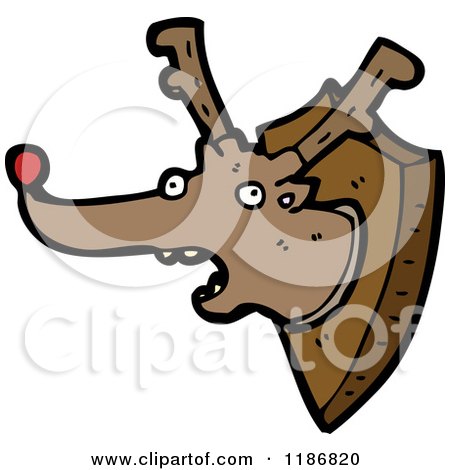 Cartoon of a Mounted Reindeer Head - Royalty Free Vector Illustration by lineartestpilot