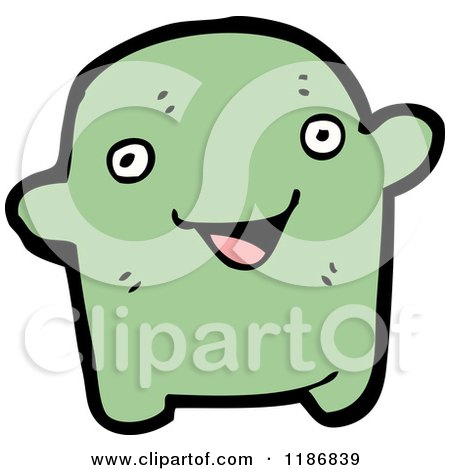 Cartoon of a Green Creature - Royalty Free Vector Illustration by lineartestpilot