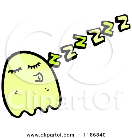 Cartoon of a Green Ghost Sleeping - Royalty Free Vector Illustration by lineartestpilot