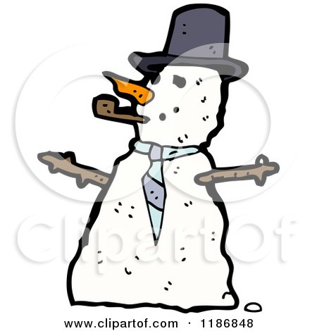 Cartoon of a Snowman - Royalty Free Vector Illustration by lineartestpilot