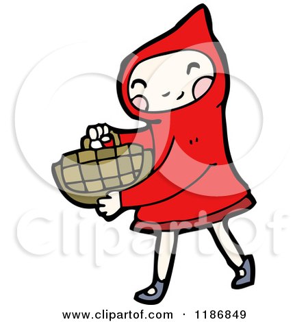 Cartoon of a Child Dressed in a Red Riding Hood Costume - Royalty Free Vector Illustration by lineartestpilot