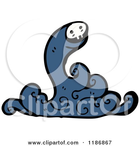 Cartoon of a Skull Coming out of Water - Royalty Free Vector Illustration by lineartestpilot