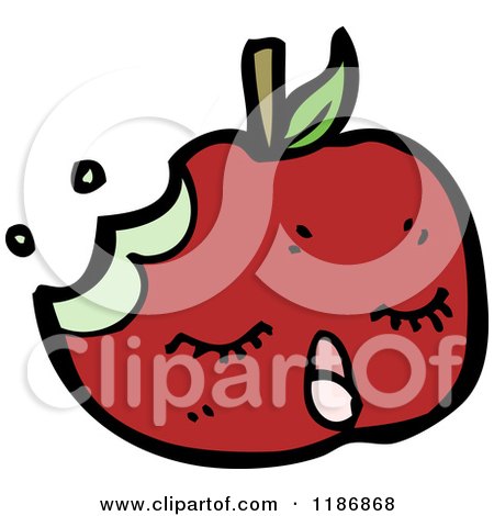 Cartoon of a Half Eaten Apple - Royalty Free Vector Illustration by lineartestpilot