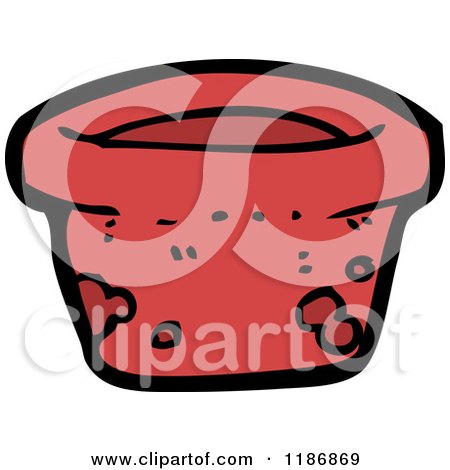 Cartoon of a Muddy Flower Pot - Royalty Free Vector Illustration by lineartestpilot