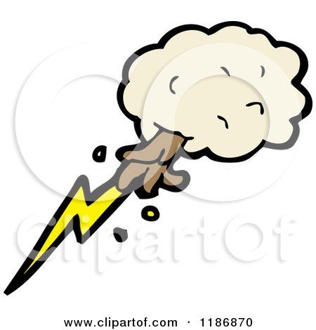 Cartoon of a Hand and a Lightning Bolt in the Clouds - Royalty Free Vector Illustration by lineartestpilot