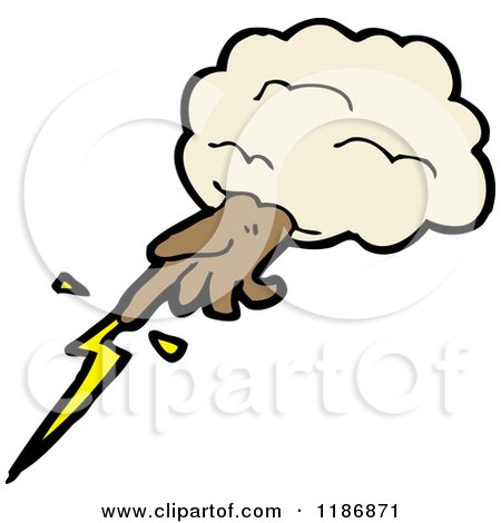 Cartoon of a Hand and a Lightning Bolt in the Clouds - Royalty Free Vector Illustration by lineartestpilot