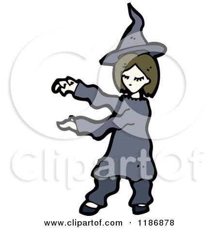 Cartoon of a Child Dressed in a Witch Costume - Royalty Free Vector Illustration by lineartestpilot