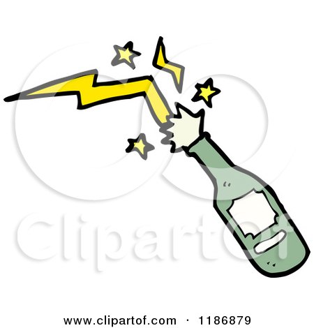 Cartoon of an Exploding Bottle - Royalty Free Vector Illustration by lineartestpilot