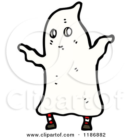 Cartoon of a Child in an Ghost Costume - Royalty Free Vector Illustration by lineartestpilot