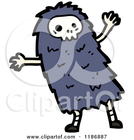 Cartoon of a Child Dressed in a Skull Costume - Royalty Free Vector Illustration by lineartestpilot