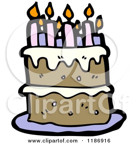 Cartoon of a Birthday Cake - Royalty Free Vector Illustration by lineartestpilot