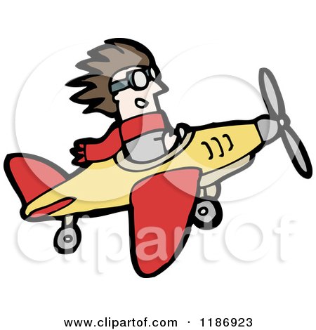 Cartoon of a Man Flying an Airplane - Royalty Free Vector Illustration by lineartestpilot