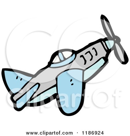 Cartoon of a Prop Airplane - Royalty Free Vector Illustration by lineartestpilot