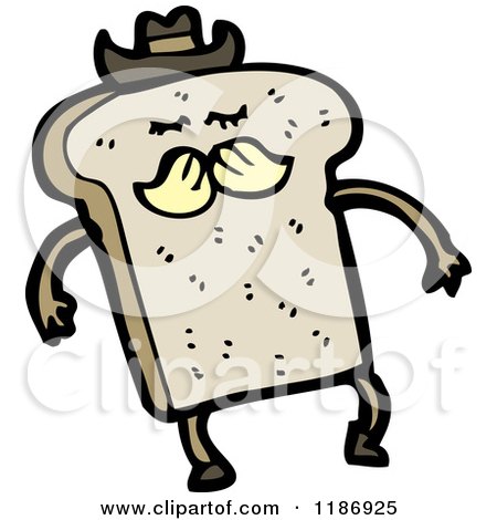 Cartoon of a Piece of Bread Dressed As a Cowboy - Royalty Free Vector Illustration by lineartestpilot