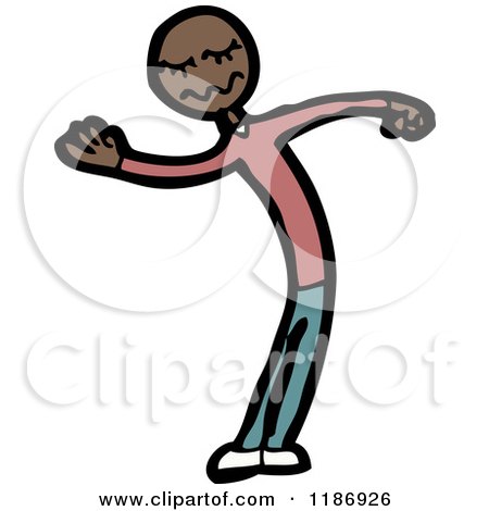 Cartoon of a Flexible Black Man Figure - Royalty Free Vector Illustration by lineartestpilot