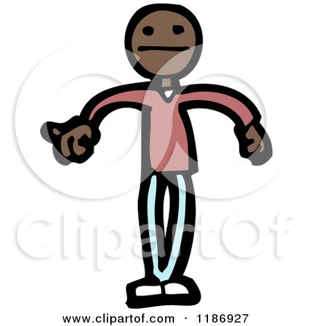 Cartoon of a Flexible Black Man Figure - Royalty Free Vector Illustration by lineartestpilot