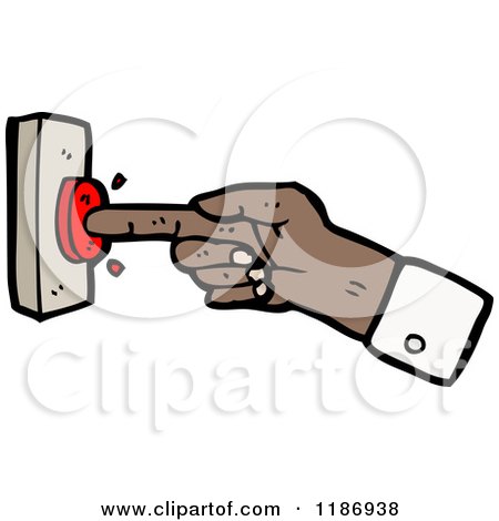 Cartoon of a Hand Pushing a Button - Royalty Free Vector Illustration by lineartestpilot