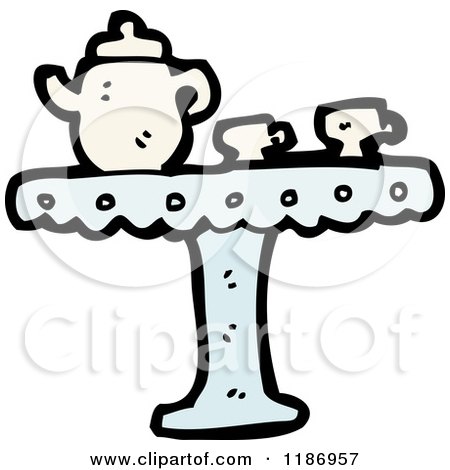 Cartoon of a Tea Set - Royalty Free Vector Illustration by lineartestpilot