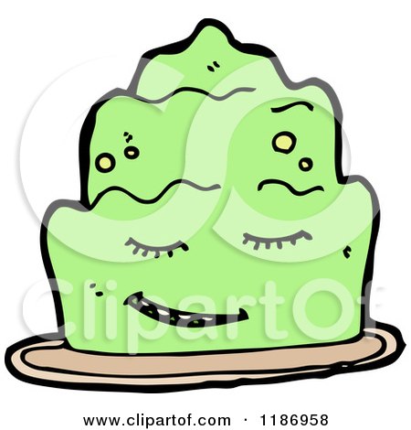 Cartoon of a Cake with a Face - Royalty Free Vector Illustration by lineartestpilot