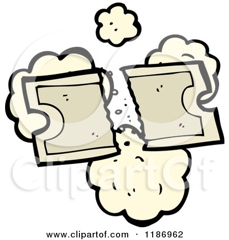 Cartoon of an Admission Ticket with Dust Puffs - Royalty Free Vector Illustration by lineartestpilot
