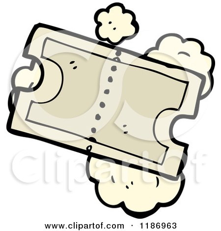 Cartoon of an Admission Ticket with Dust Puffs - Royalty Free Vector Illustration by lineartestpilot