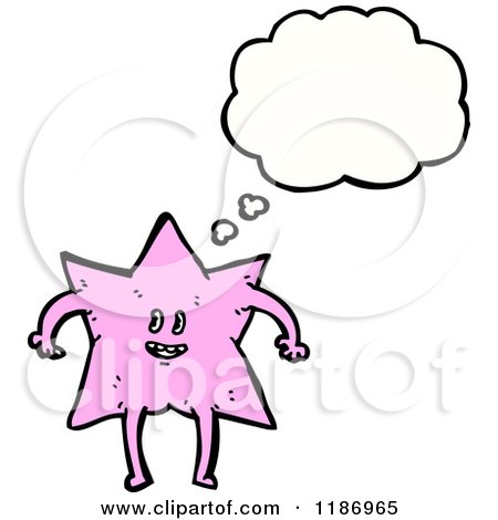 Cartoon of a Pink Star Thinking - Royalty Free Vector Illustration by lineartestpilot