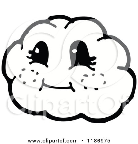 Cartoon of a Cloud with a Face - Royalty Free Vector Illustration by lineartestpilot