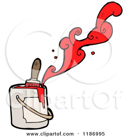 Cartoon of Paint Cans with Red Paint - Royalty Free Vector Illustration by lineartestpilot