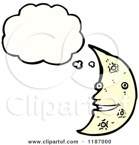 Cartoon of a Moon Thinking - Royalty Free Vector Illustration by lineartestpilot