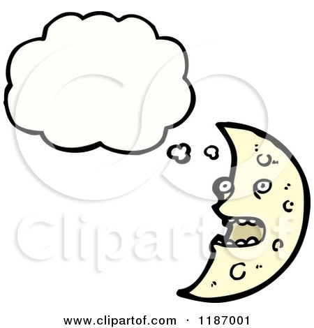 Cartoon of a Moon Thinking - Royalty Free Vector Illustration by lineartestpilot