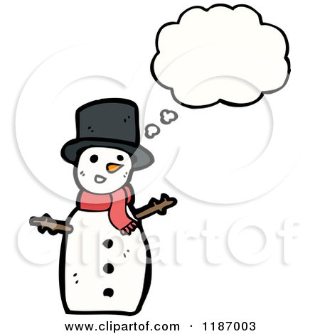 Cartoon of a Snowman Thinking - Royalty Free Vector Illustration by lineartestpilot