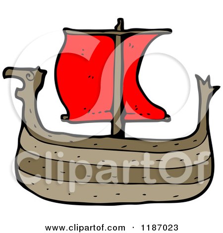 Cartoon of a Viking Ship - Royalty Free Vector Illustration by lineartestpilot
