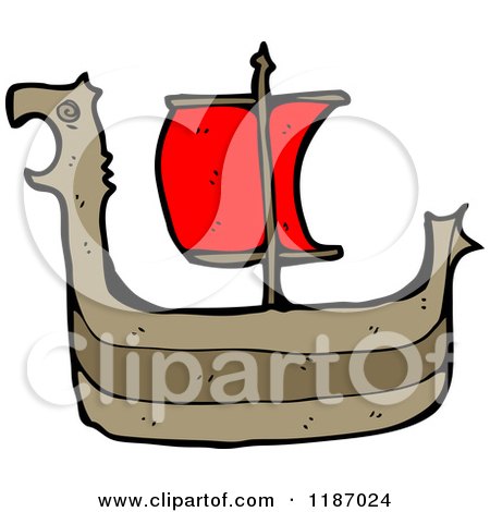 Cartoon of a Viking Ship - Royalty Free Vector Illustration by lineartestpilot