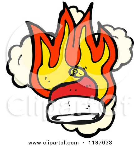 Cartoon of a Burning Santa Hat - Royalty Free Vector Illustration by lineartestpilot